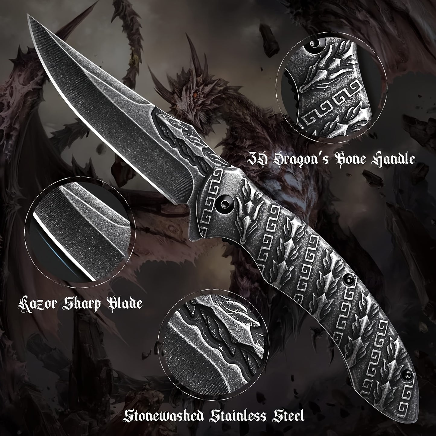 N9_K5 Outdoor folding knife 3D relief craft