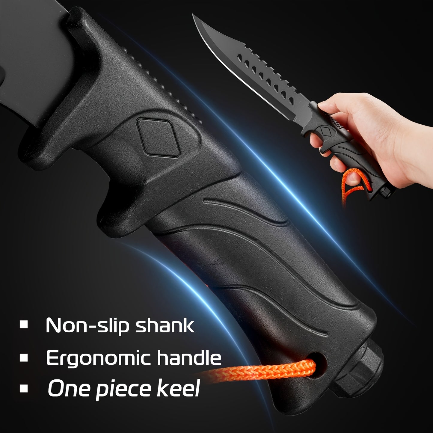9N_Knife Straight blade full handle nylon fiberglass handle